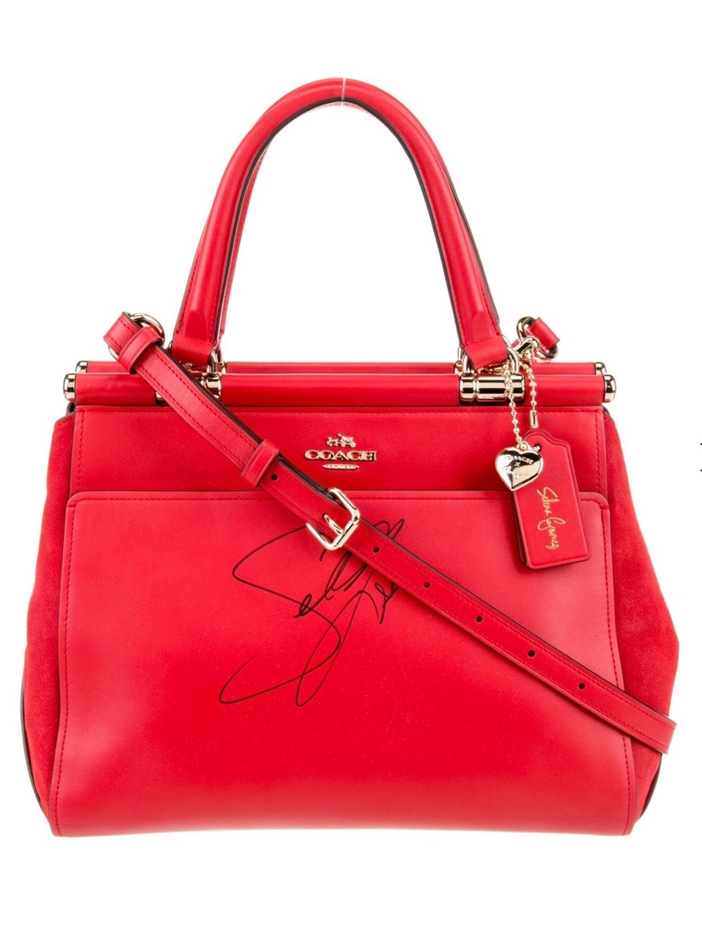 AUTOGRAPHED Coach Selena Gomez Limited Edition Grace Red Leather Satchel Bag